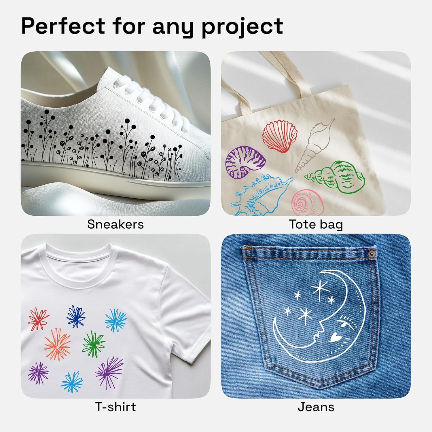 12 Fabric Markers - Fine Tip Fabric Markers Permanent for Clothes - No Bleed Pens for T-Shirts, Bags, Textile, Canvas, and more - Image 3