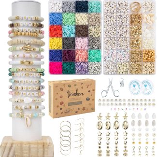 Deinduser Bracelet Making Kit, 7200 Pcs Clay Beads, 24 Colors Polymer Clay Beads for Bracelet Making, Jewelry Making kit with Gift Pack for Adults, Clay Bead Bracelet Kit