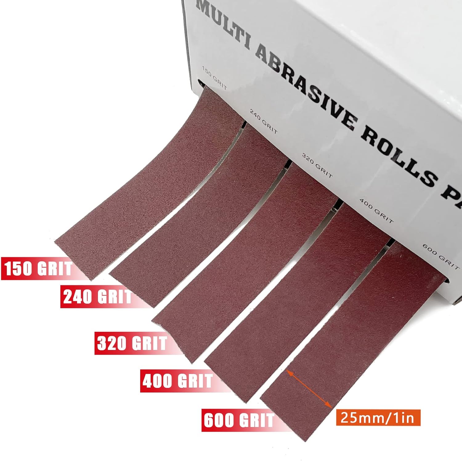 Emery Cloth Roll, 5 Grits Abrasive Sandpaper Rolls Assorted Sand Paper with Dispenser for Woodworking Automotive Metal Polishing, 150 240 320 400 600 Grits Per Roll 6 Meters - Image 3