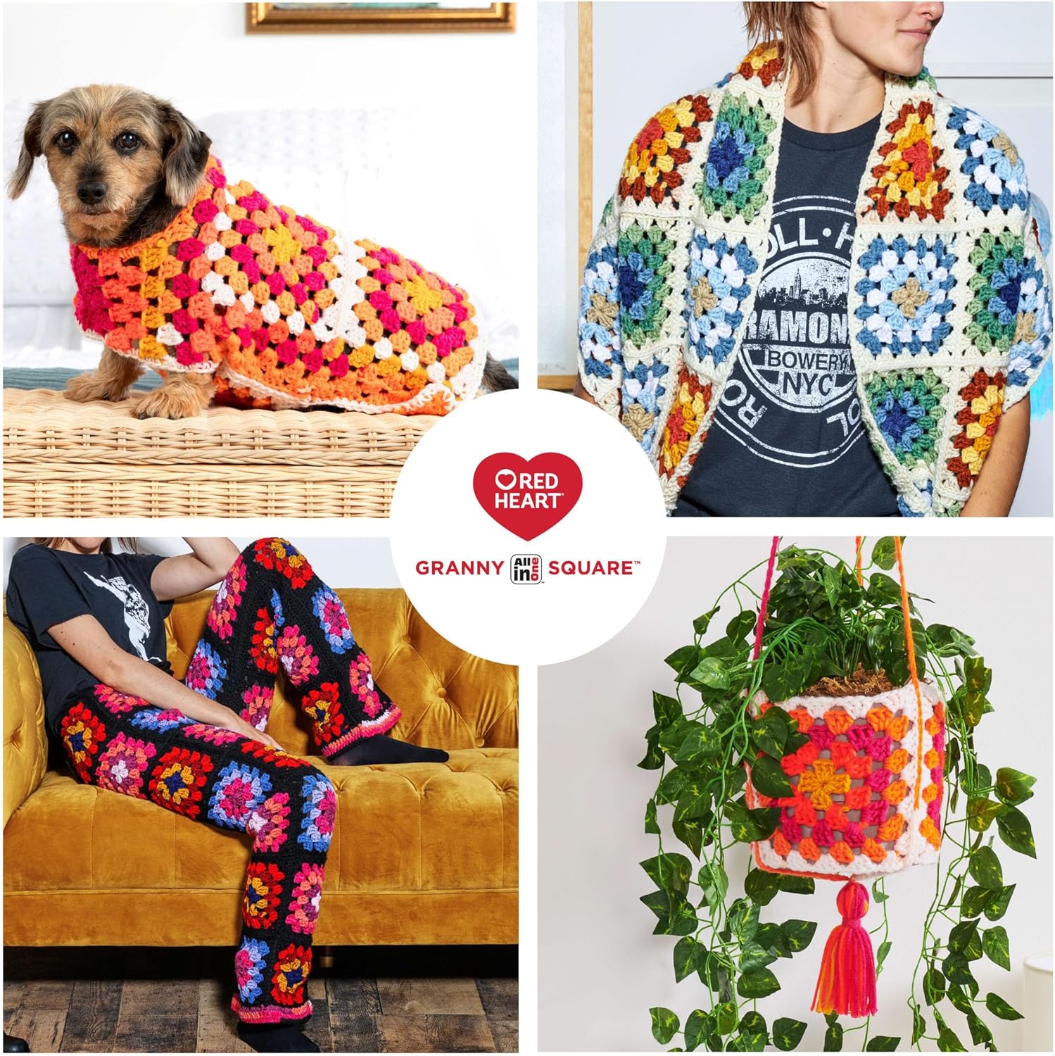 Red Heart All in One Granny Square Neon Lights 3 Pack of 250g Yarn - Image 5