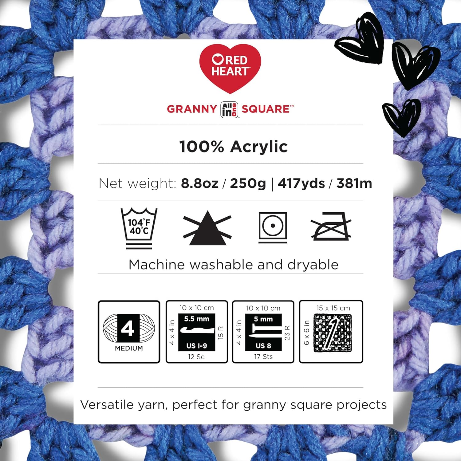 Red Heart All in One Granny Square Neon Lights 3 Pack of 250g Yarn - Image 6